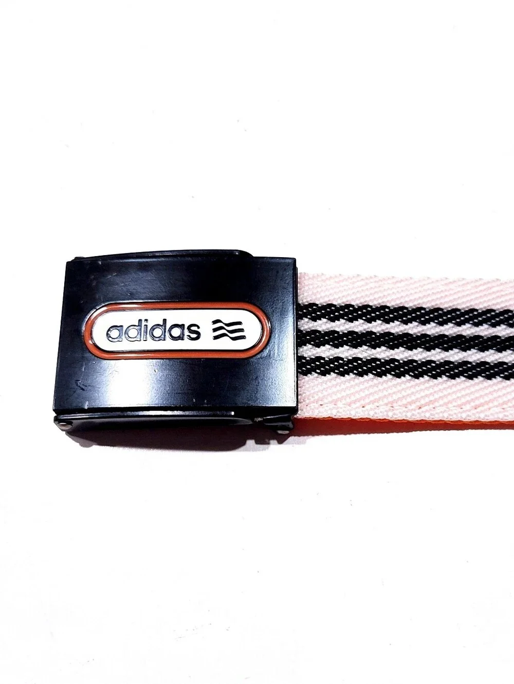 Adidas Reversible Webbing Belt Orange Black White Stripe Enamel Buckle 2012 OSFA
